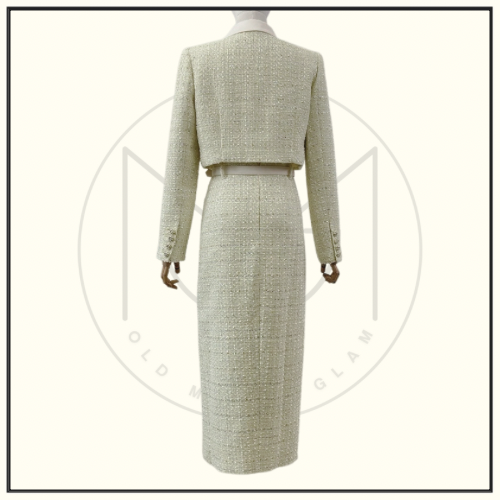 BOUCLE KNIT CROPPED JACKET & MIDI SKIRT