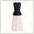 NAVY TAFFETA MIDI DRESS