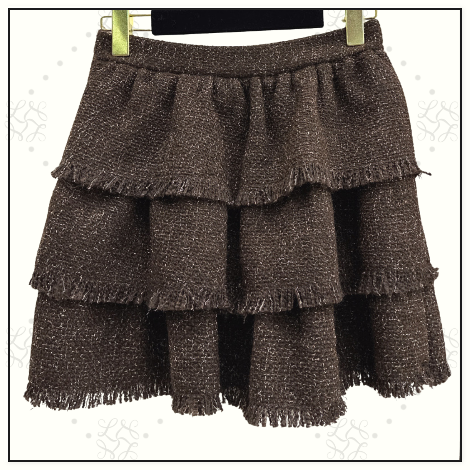 TWEED JACKET & RUFFLE MINI SKIRT