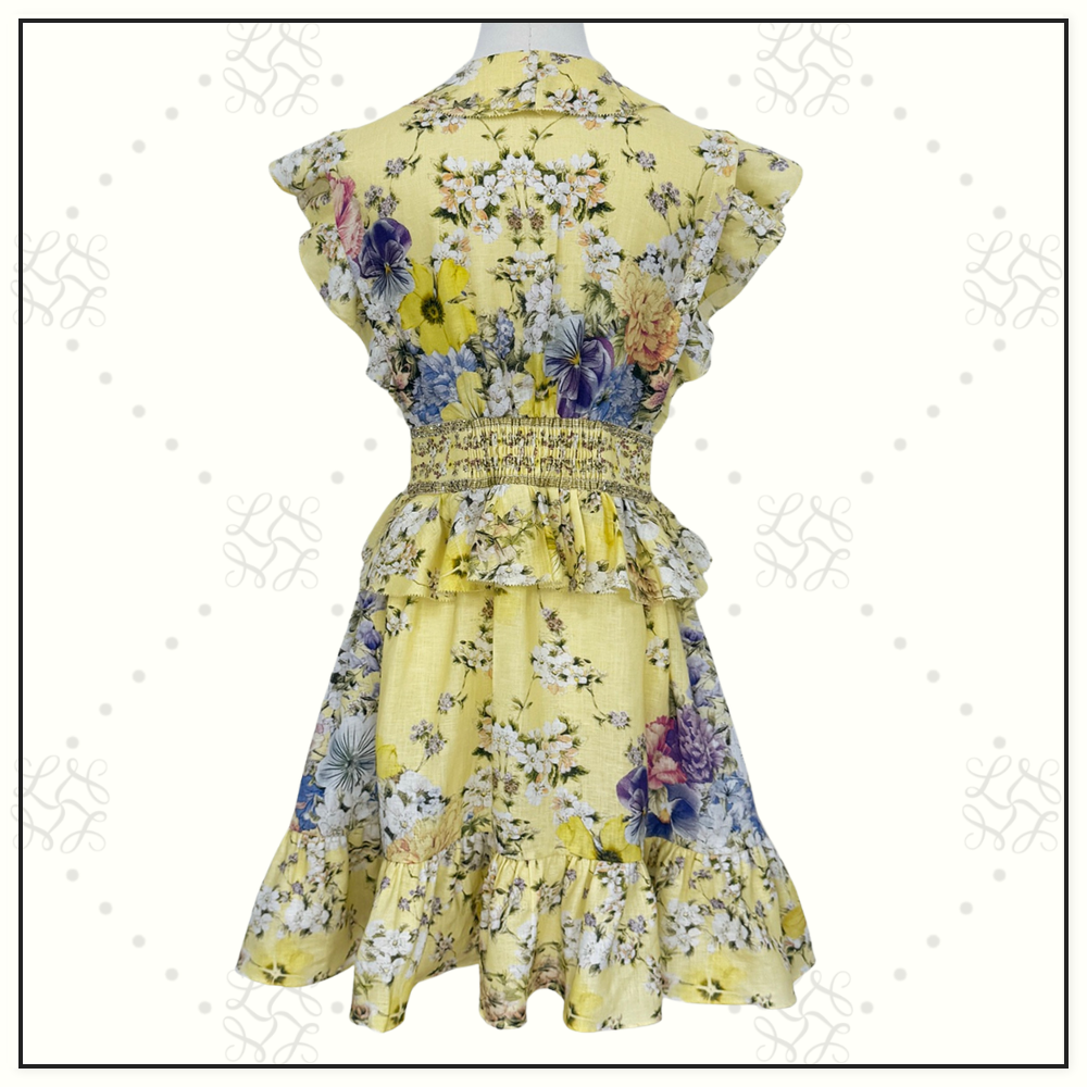 WAISTED SHORT RUFFLE DETAILS DRESS