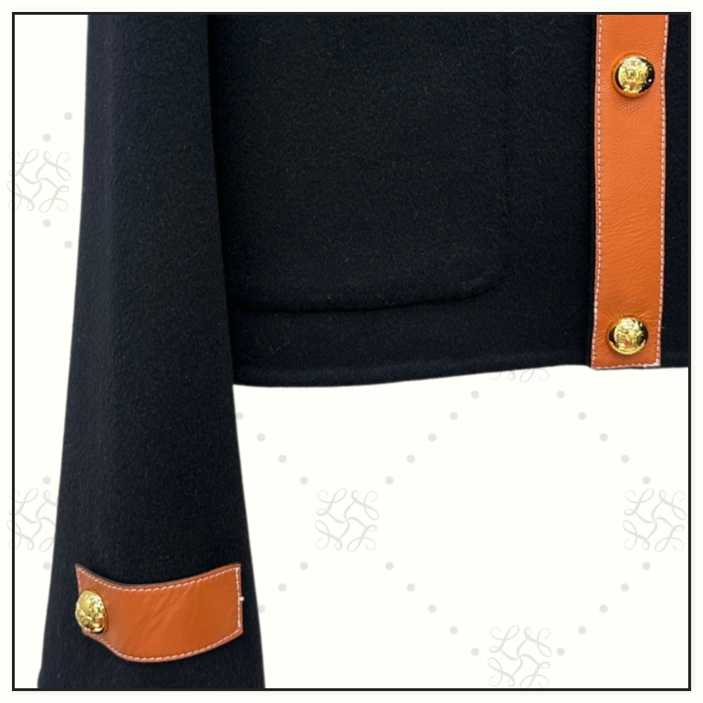 WOOL & CASHMERE BLEND LEATHER TRIM JACKET