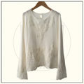 CASHMERE BLOUSE WITH LACE EMBROIDERY