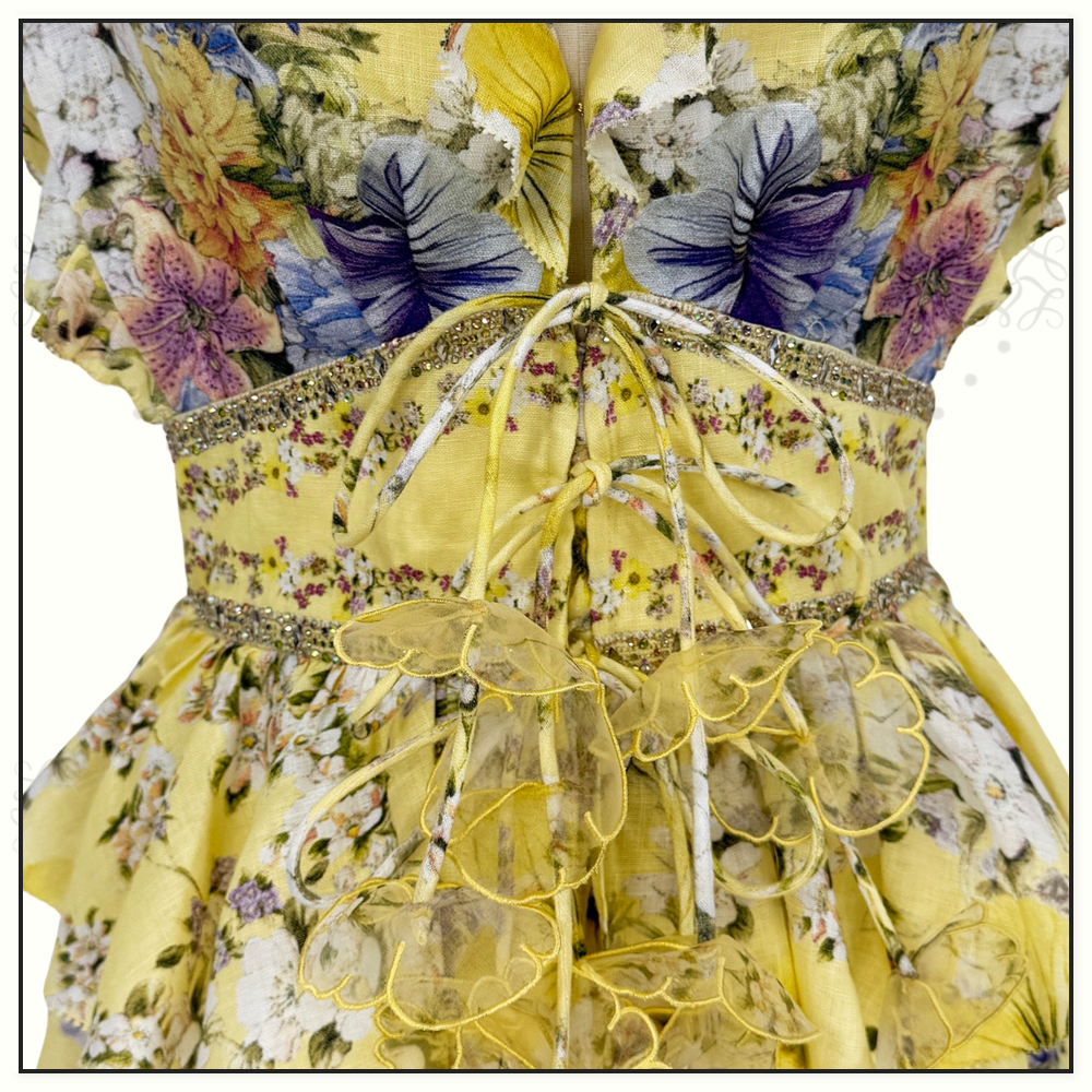 WAISTED SHORT RUFFLE DETAILS DRESS