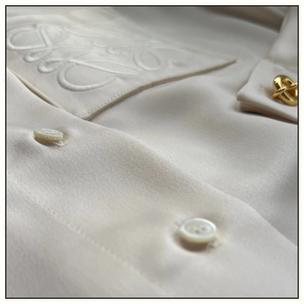 SILK ANAGRAM EMBROIDERED BLOUSE