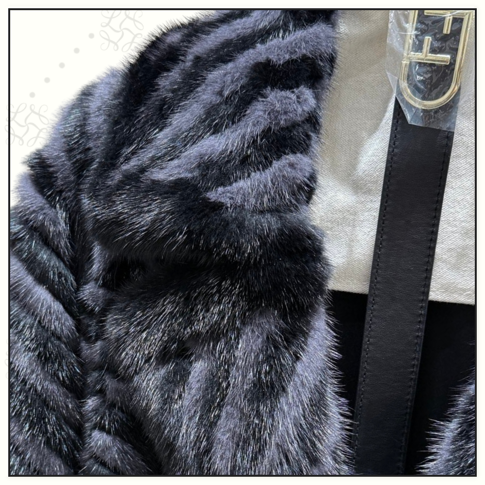MINK FUR COAT WITH CHEVRON MOTIFS