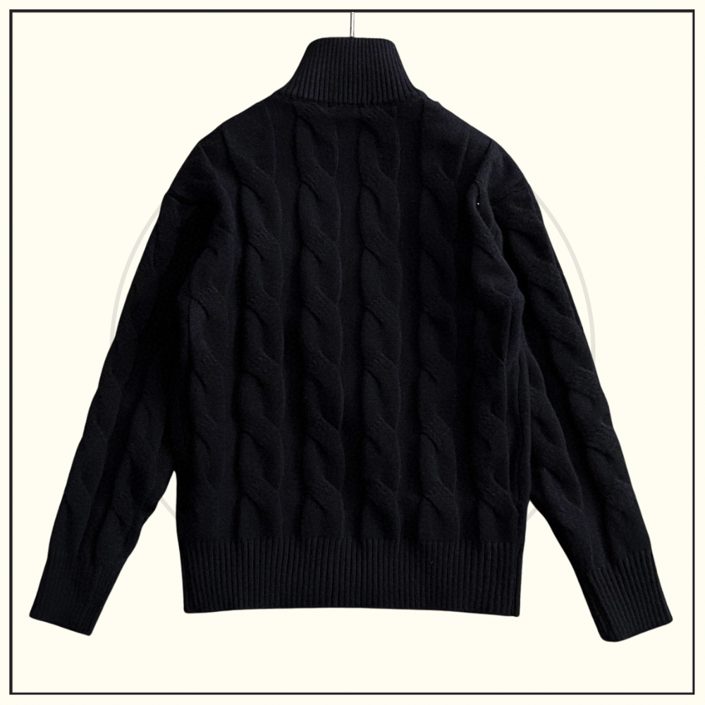 WOOL KNIT HALF ZIP SWEATER