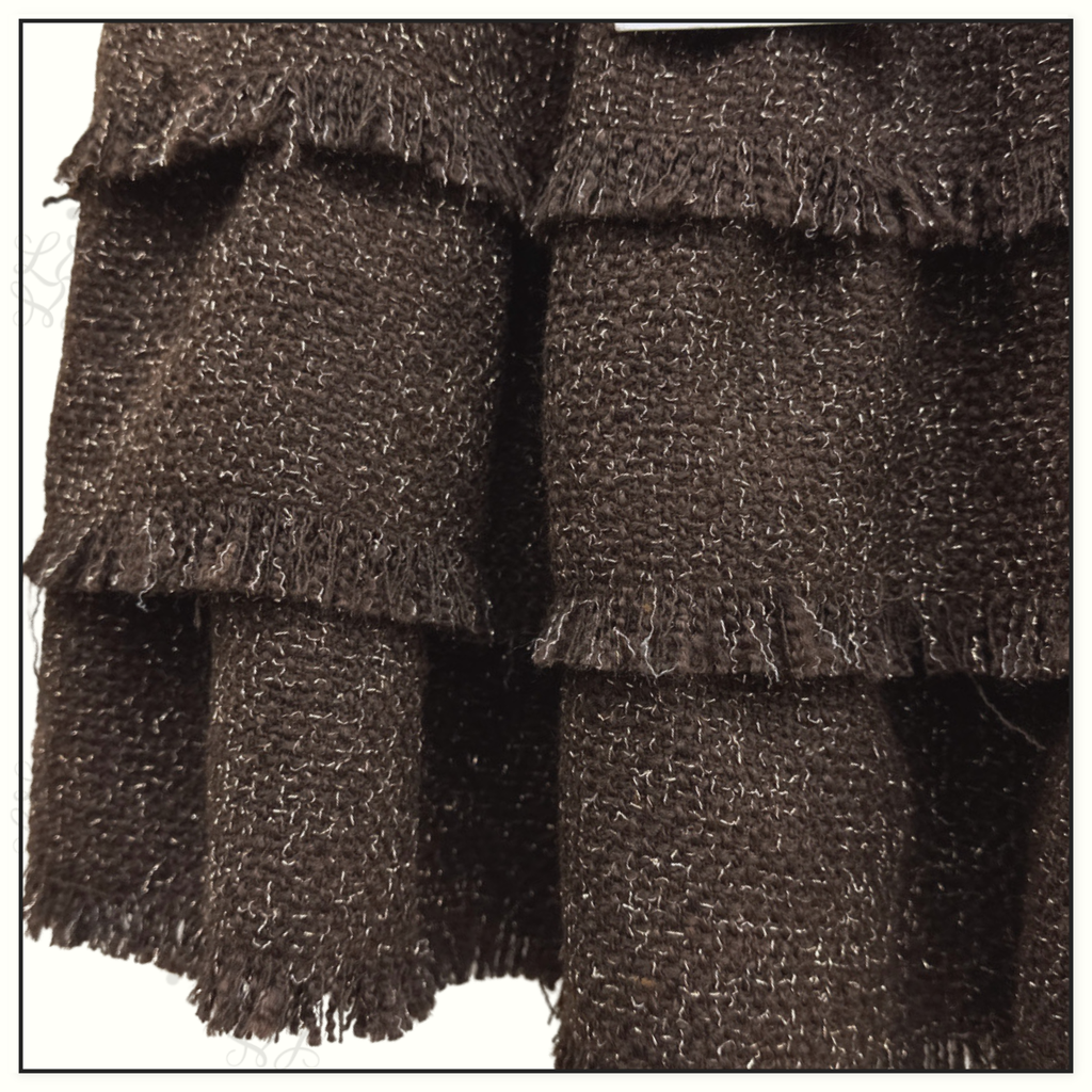 TWEED JACKET & RUFFLE MINI SKIRT