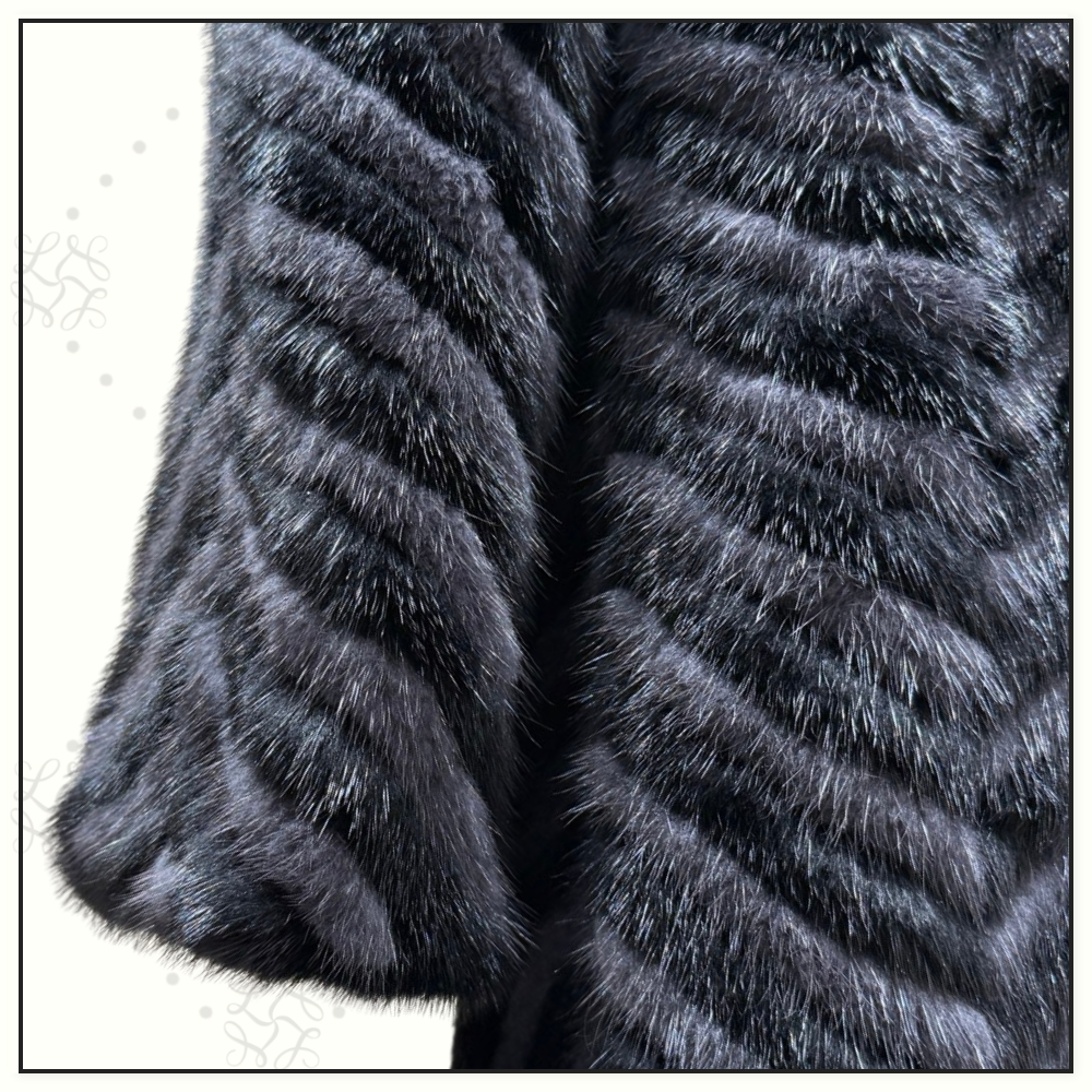 MINK FUR COAT WITH CHEVRON MOTIFS