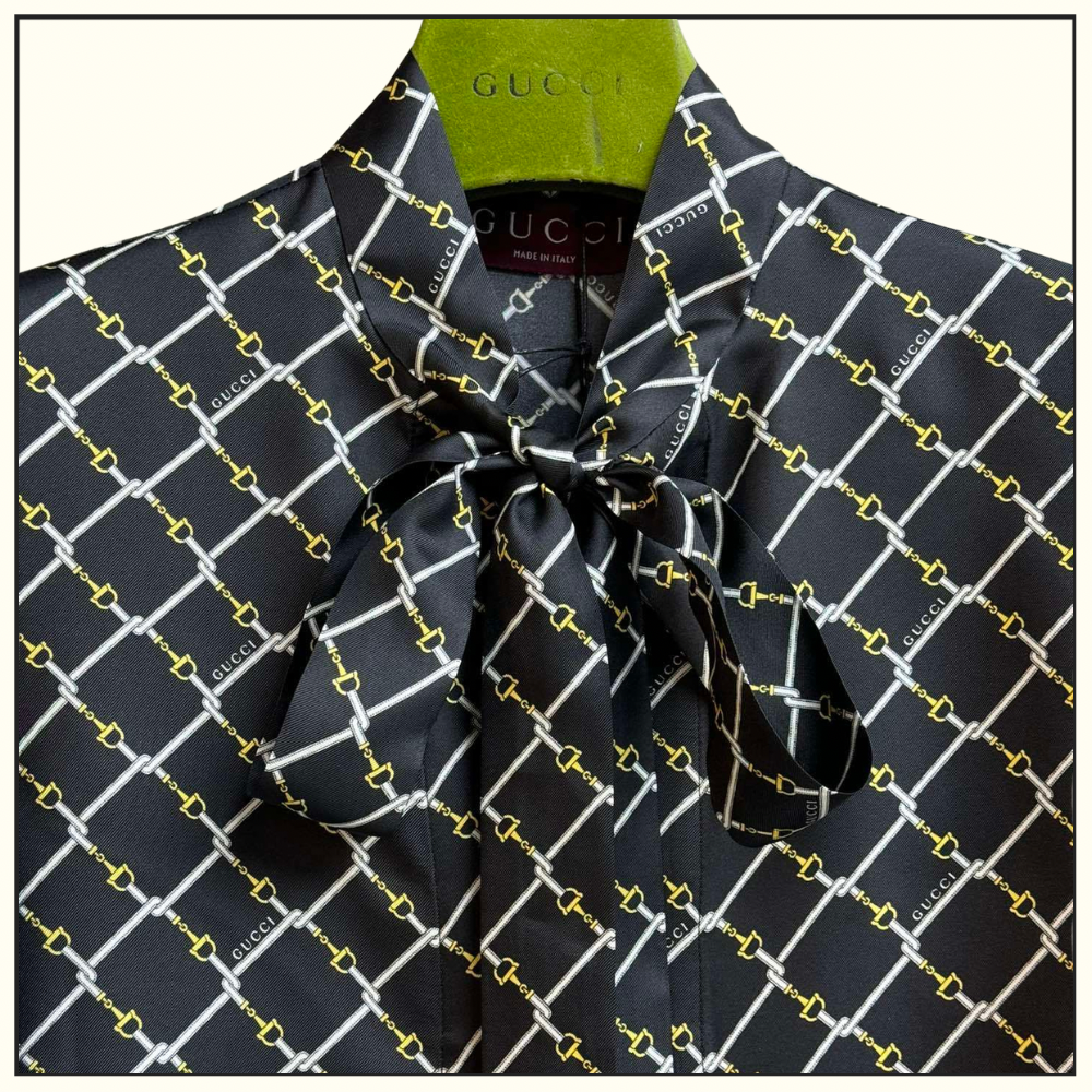 TIE NECK SILK MINI DRESS