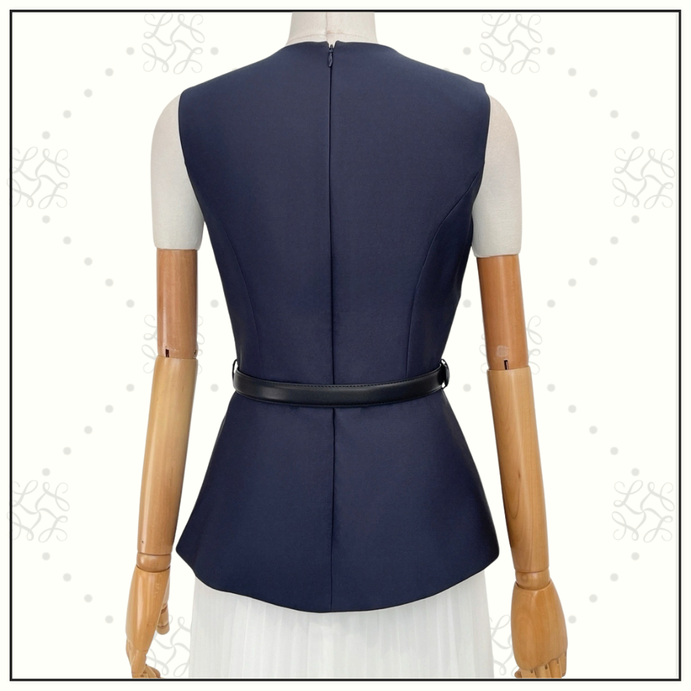 NAVY TAFFETA MIDI DRESS