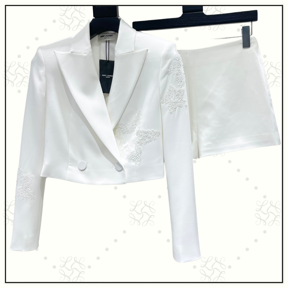 SEQUIN STAR EMBELLISHMENTS CROPPED BLAZER & SHORT