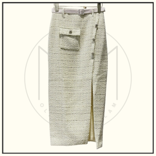 BOUCLE KNIT CROPPED JACKET & MIDI SKIRT
