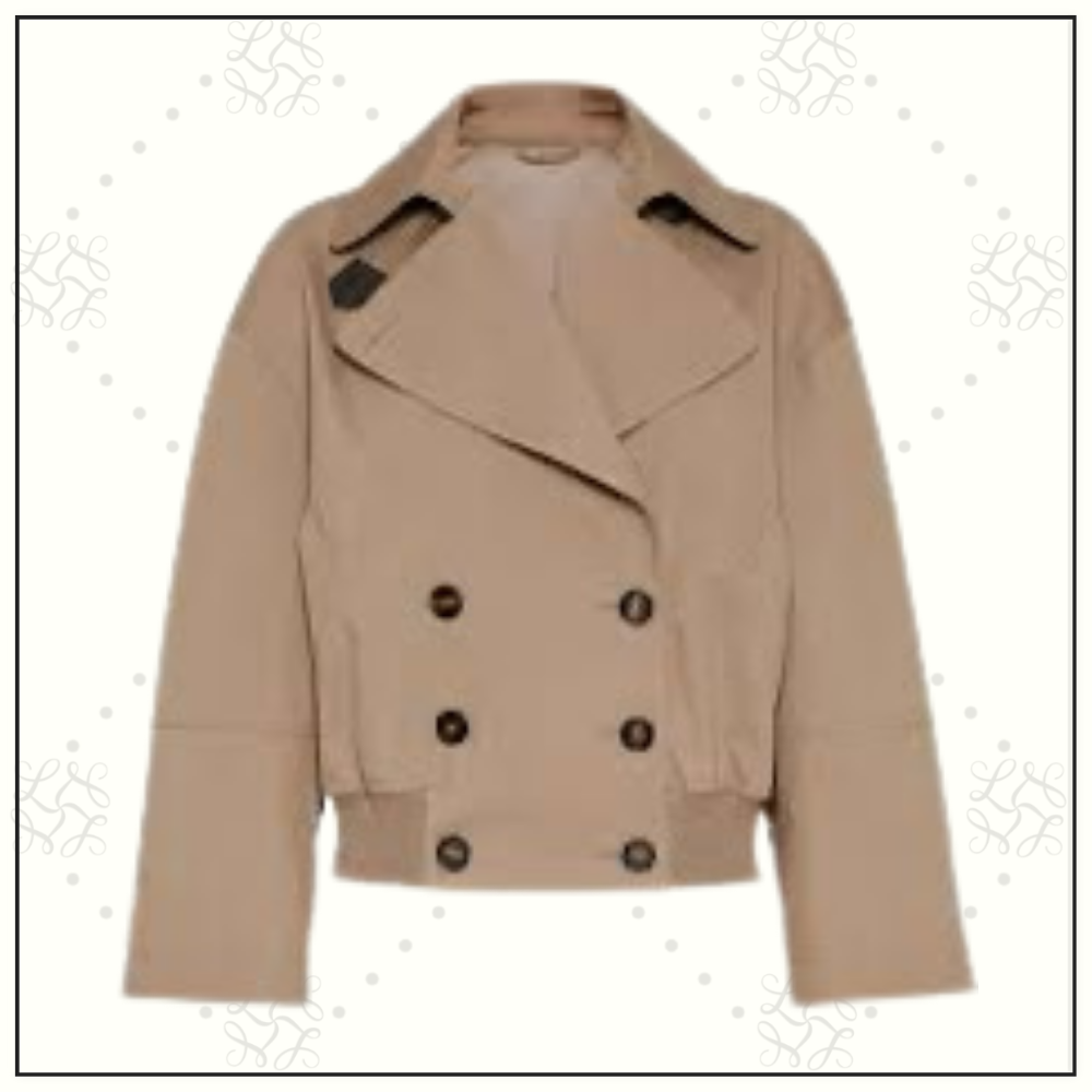 CROPPED COTTON BLEND GABARDINE JACKET