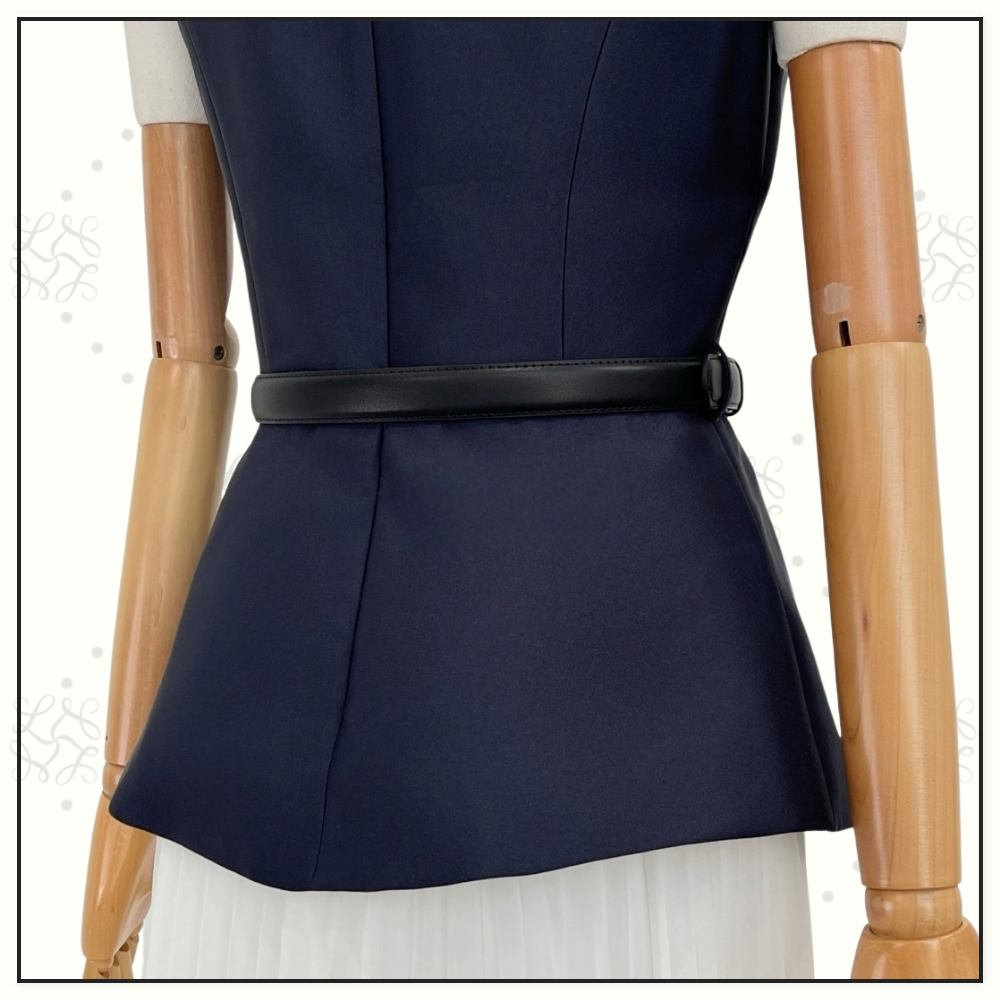 NAVY TAFFETA MIDI DRESS