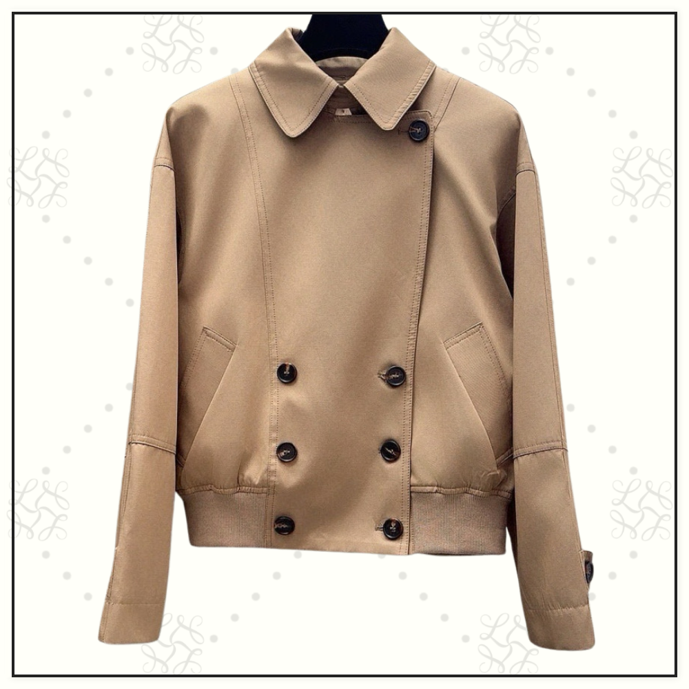 CROPPED COTTON BLEND GABARDINE JACKET