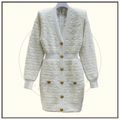 BUTTON EMBELLISHED TWEED MINI DRESS