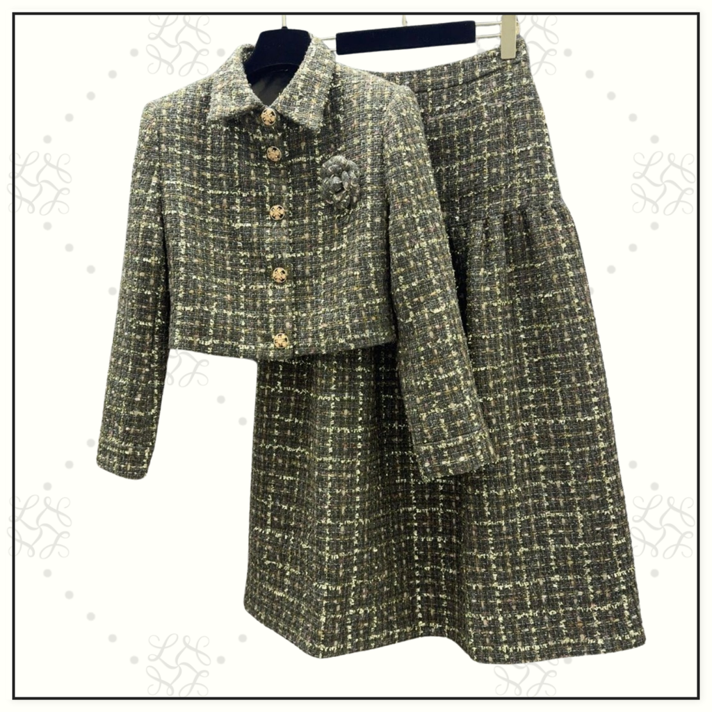 TWEED JACKET & MIDI SKIRT