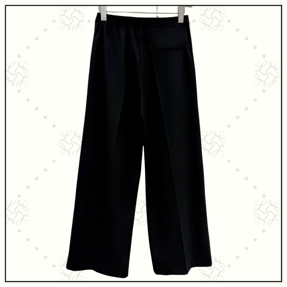 WOOL LEATHER WAISTBAND TAILORED TROUSERS