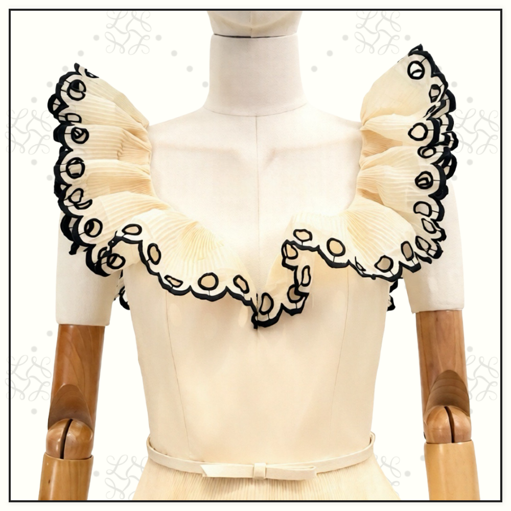 EMBROIDERED FRILLED MINI DRESS