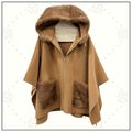 GIOVI CASHMERE CAPE WITH FUR HOODED & POCKETS