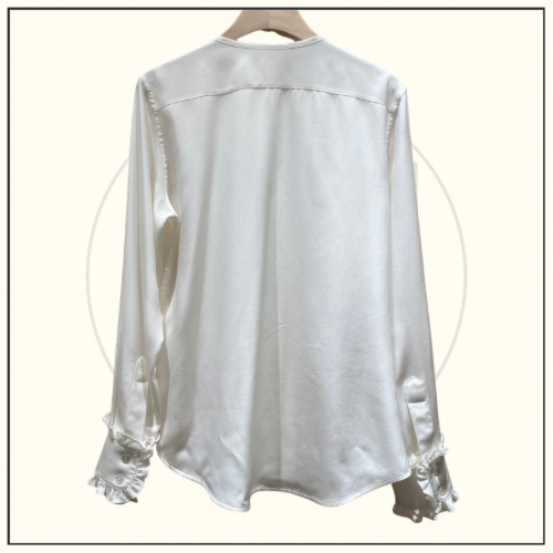 SILK CREPE FRILLED ROMY SHIRT