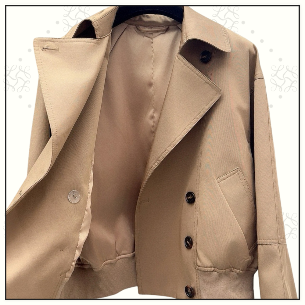 CROPPED COTTON BLEND GABARDINE JACKET