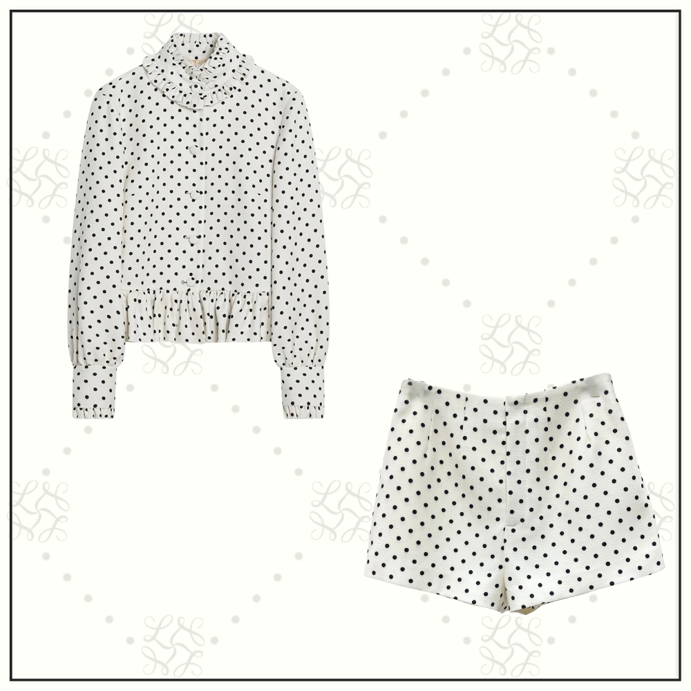 POLKA DOT PRINT JACKET & SHORT