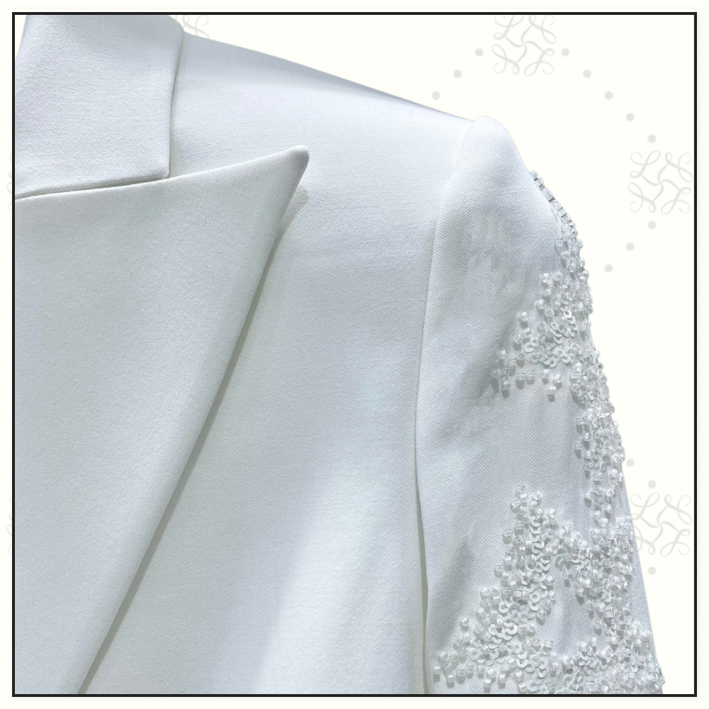 SEQUIN STAR EMBELLISHMENTS CROPPED BLAZER & SHORT