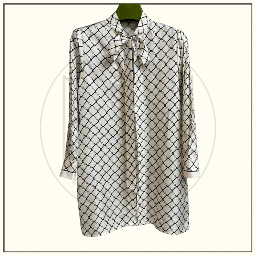 TIE NECK SILK MINI DRESS