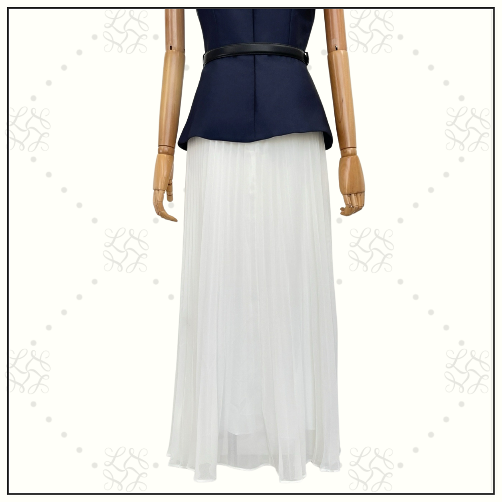 NAVY TAFFETA MIDI DRESS