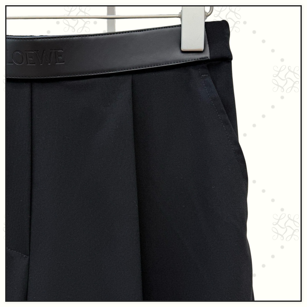 WOOL LEATHER WAISTBAND TAILORED TROUSERS