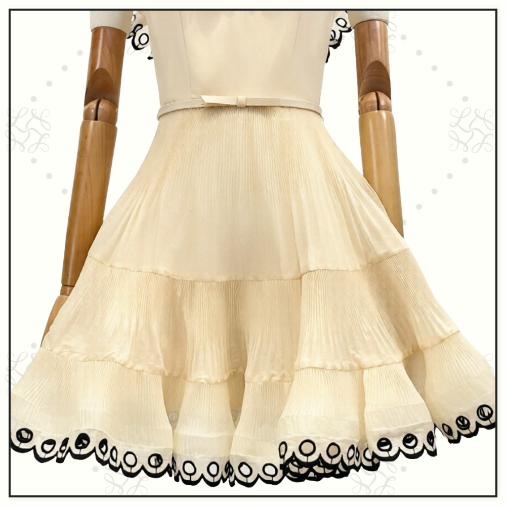 EMBROIDERED FRILLED MINI DRESS