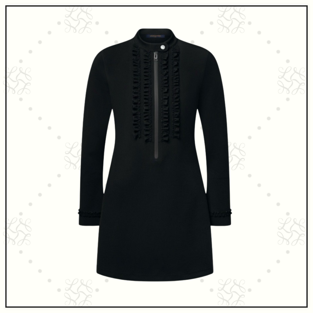 RUFFLE TRIM JERSEY DRESS