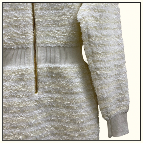 BUTTON EMBELLISHED TWEED MINI DRESS