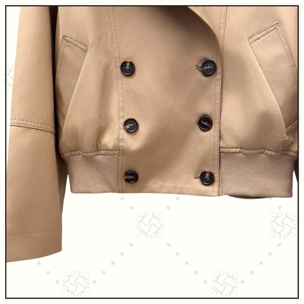 CROPPED COTTON BLEND GABARDINE JACKET