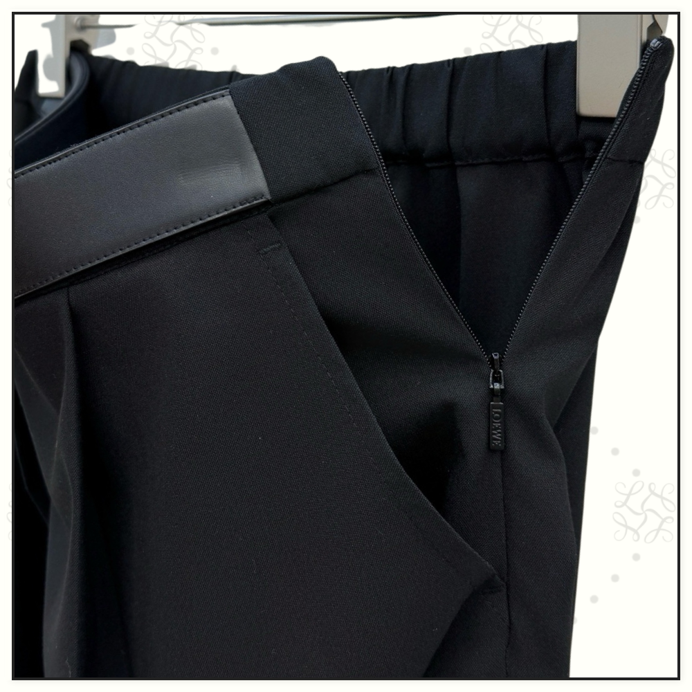 WOOL LEATHER WAISTBAND TAILORED TROUSERS