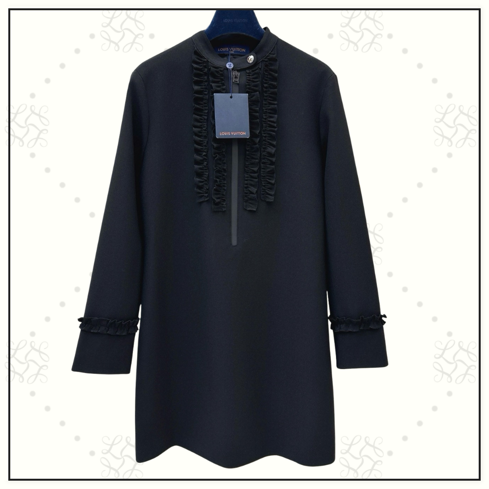 RUFFLE TRIM JERSEY DRESS