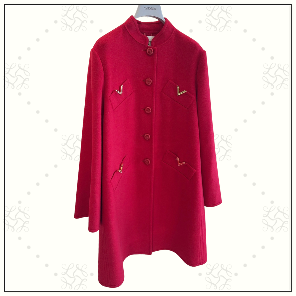 WOOL CASHMERE COAT WITH MANDARIN COLLAR