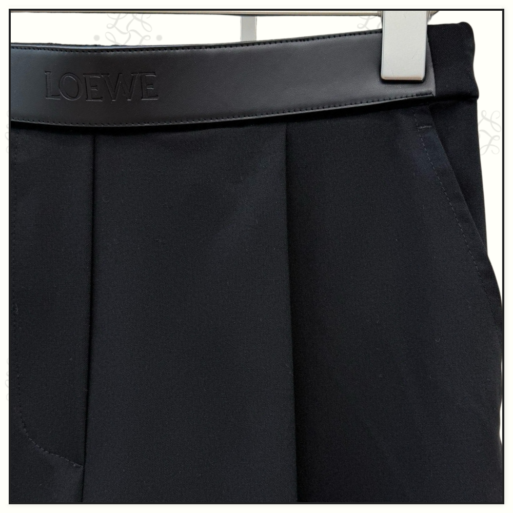 WOOL LEATHER WAISTBAND TAILORED TROUSERS