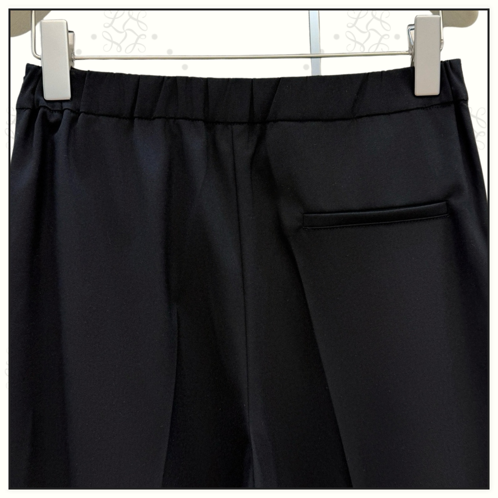 WOOL LEATHER WAISTBAND TAILORED TROUSERS