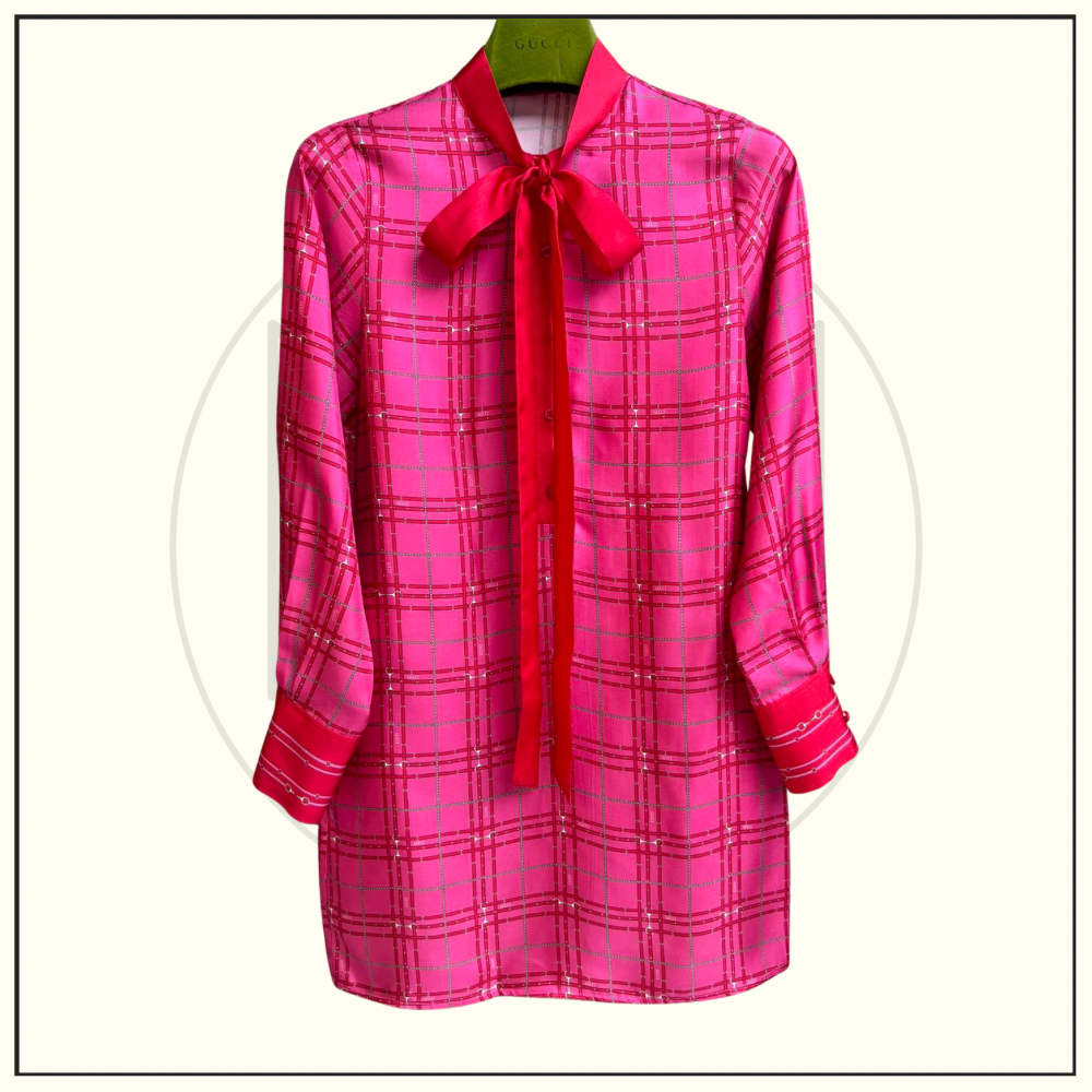 TIE NECK SILK MINI DRESS