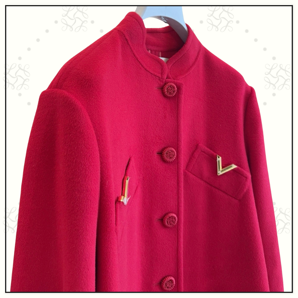 WOOL CASHMERE COAT WITH MANDARIN COLLAR