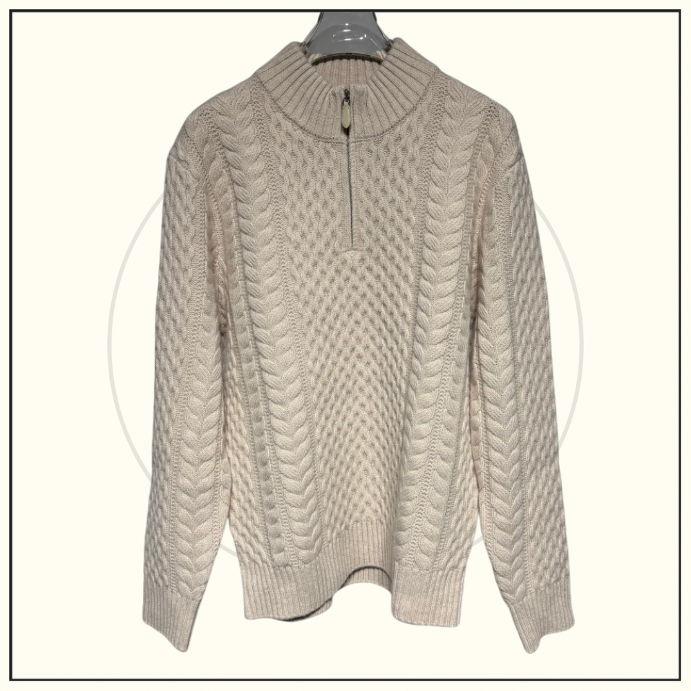 WOOL KNIT HALF ZIP SWEATER
