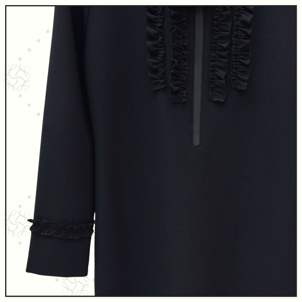 RUFFLE TRIM JERSEY DRESS