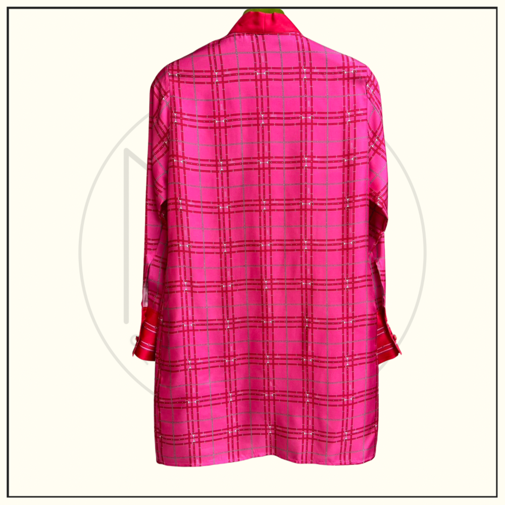 TIE NECK SILK MINI DRESS
