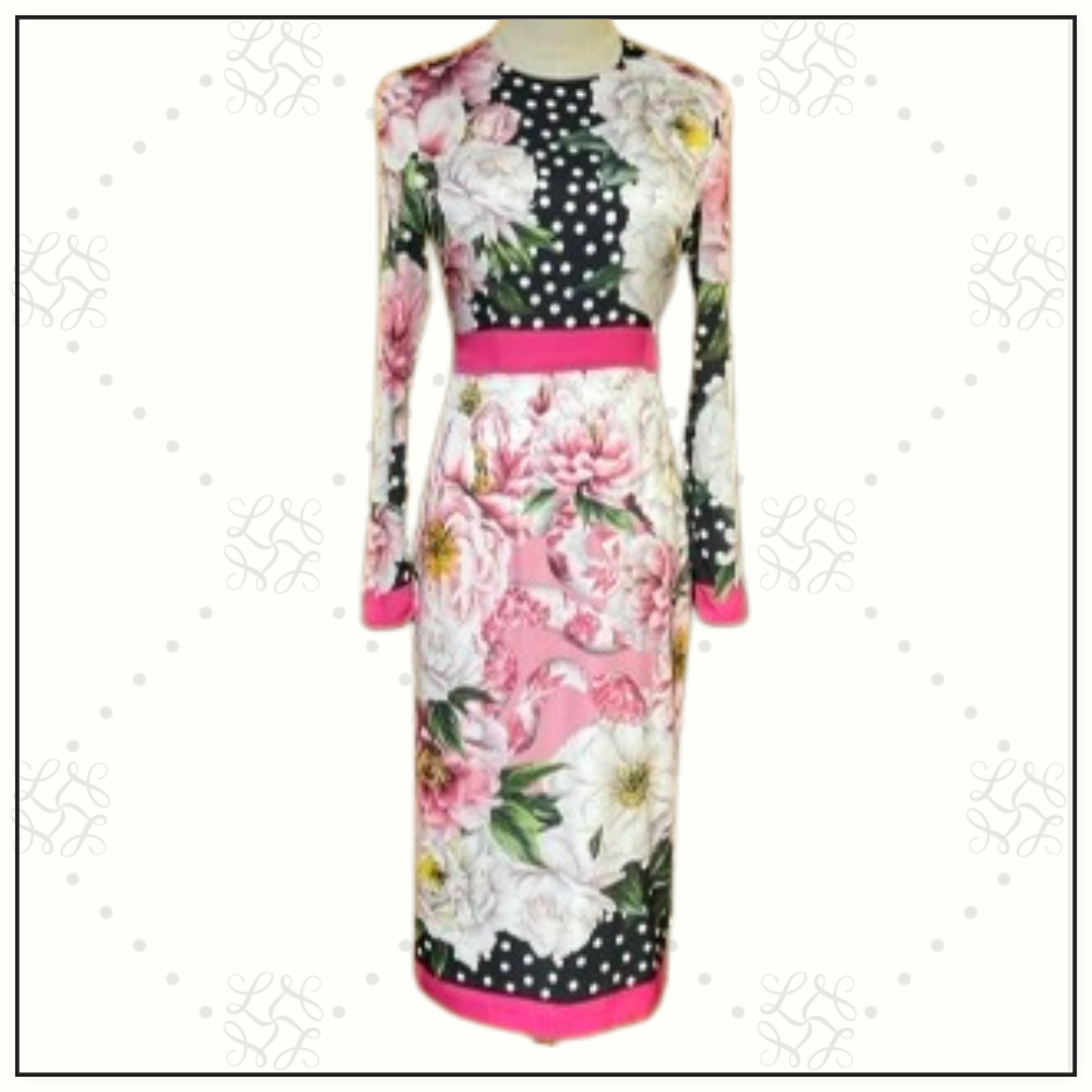 PRINTED SILK PENCIL DRESS