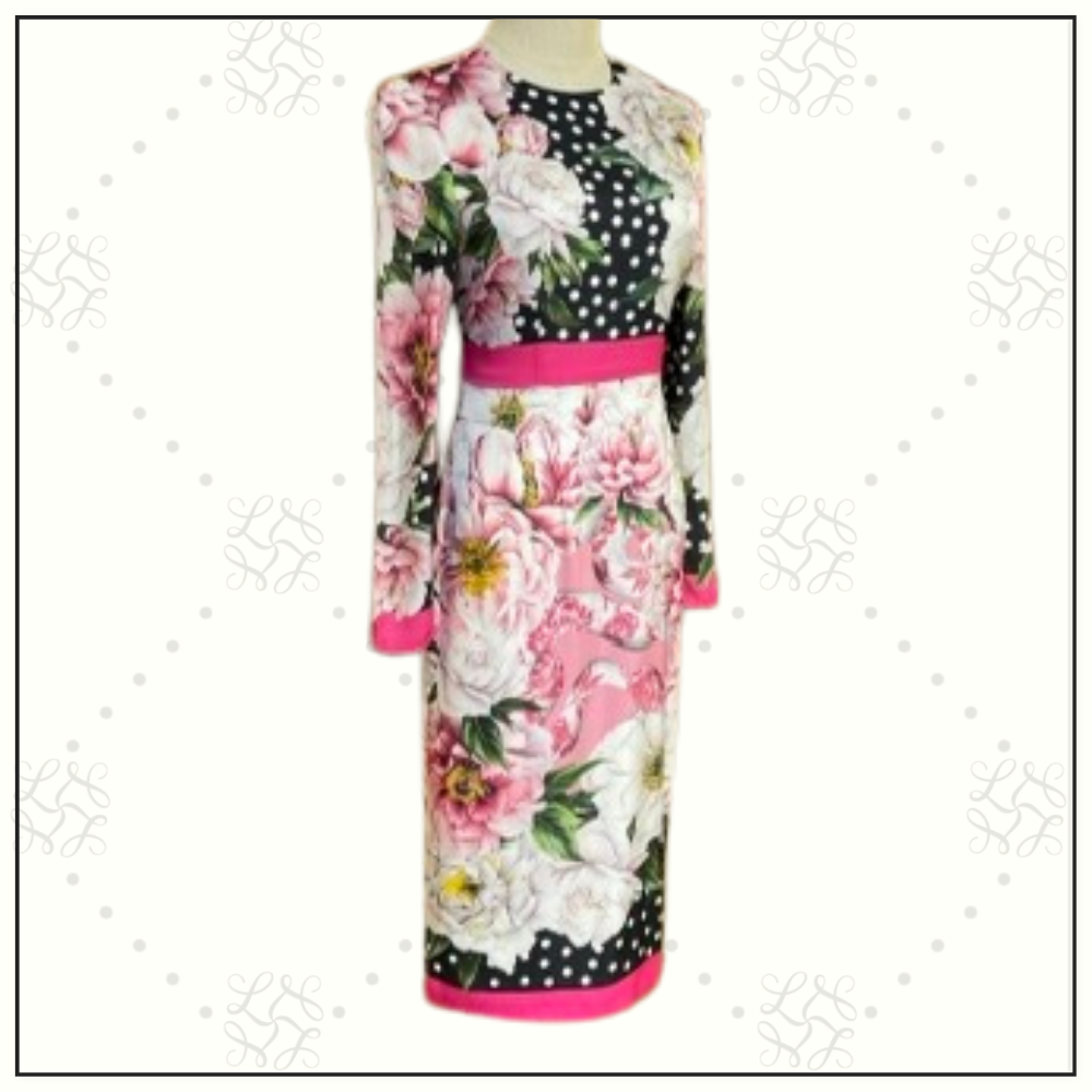 PRINTED SILK PENCIL DRESS