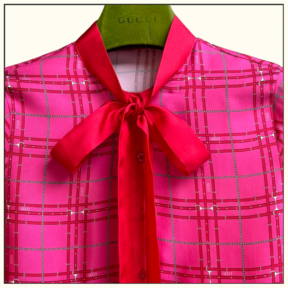 TIE NECK SILK MINI DRESS