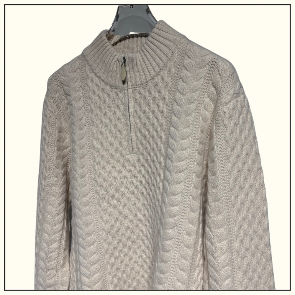 WOOL KNIT HALF ZIP SWEATER