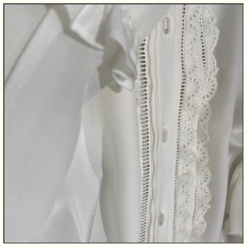 SILK CREPE FRILLED ROMY SHIRT